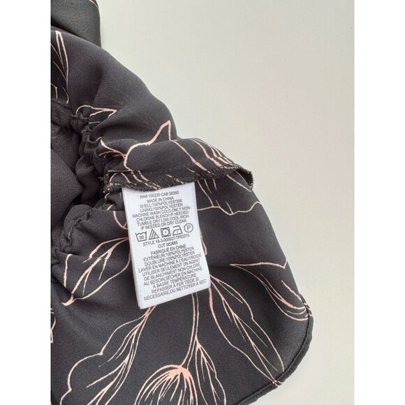 JOIE Macie Black Floral Print Satin Puff Sleeve Wrap Peplum Blouse, Size XXS - Picture 7 of 8